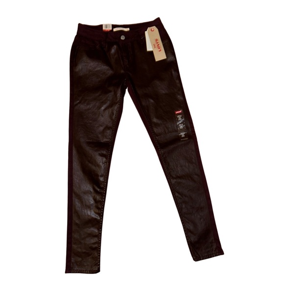 New with tag Levi’s 535 Super Skinny Biker Pants Faux Leathe - Picture 3 of 11